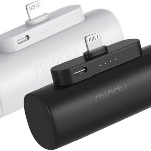 Miady 2-Pack Mini Portable Charger Built-in Connector Compact Battery Pack | 5000mAh PowerBank