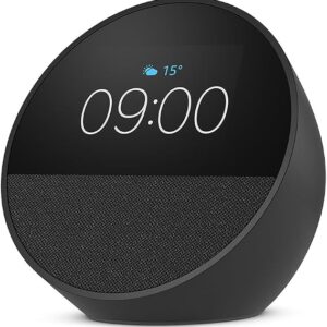 Echo Spot (newest gen), Smart alarm clock with vibrant sound, Black, with Alexa+ Early Access