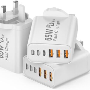 QZIIW USB C Plug Fast Charge, 3Pack Multi Port 65W
